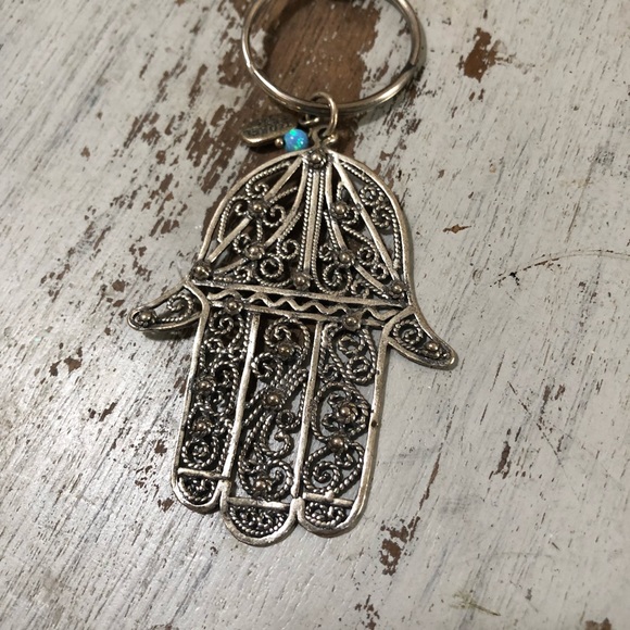 .925 Hamsa Hand Keychain - Picture 2 of 4
